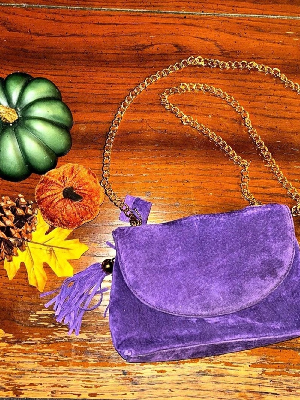 Jennifer Moore Purple Genuine Suede Leather Crossbody
